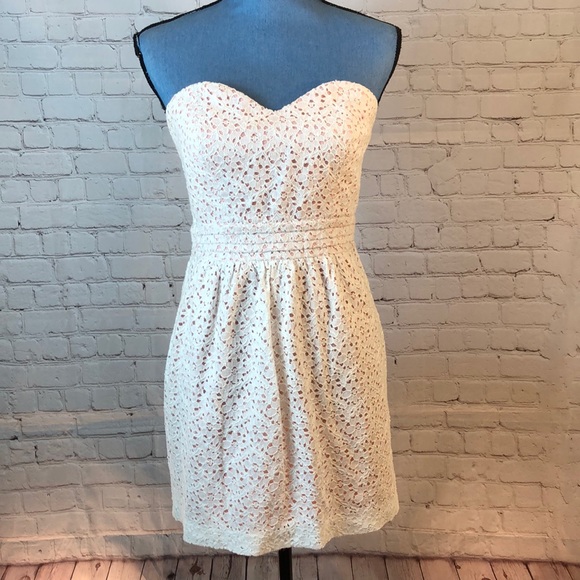Pins & Needles Dresses & Skirts - Pins & Needles pink-lined white lace dress